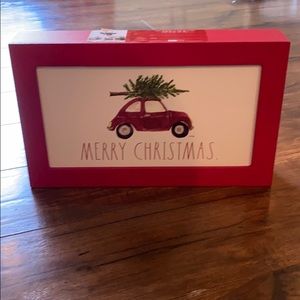 Rae Dunn merry Christmas red car tree sign